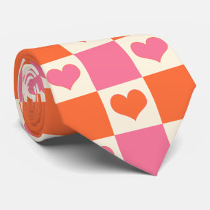 Cravate Coeurs de tableau de bord en rose, orange et crème