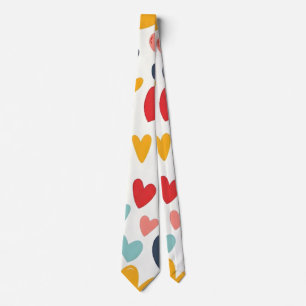 Cravate Cœurs Doodle Romantiques Couleurs Mignonnes