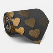 Cravate Coeurs d'or sur Black Elegant Valentine (Roulé)
