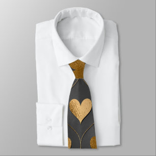 Cravate Coeurs d'or sur Black Elegant Valentine