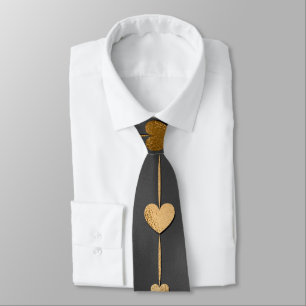 Cravate Coeurs d'or sur Black Elegant Valentine