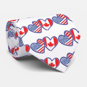 Cravate Coeurs du drapeau canadien et américain (Roulé)