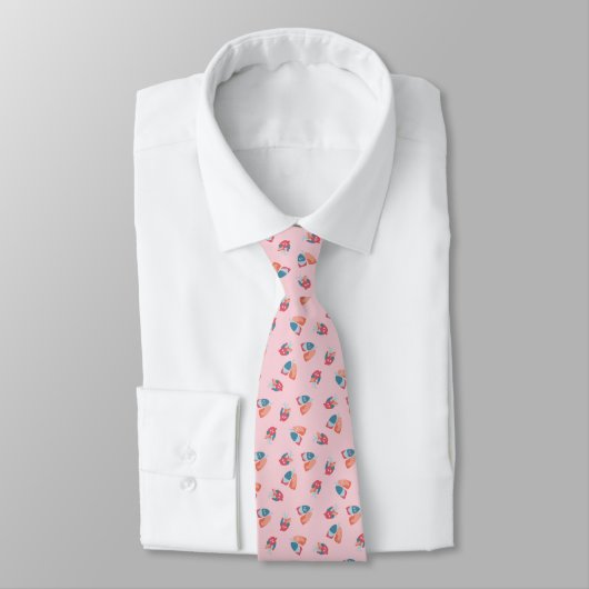 Cravate Coeurs et poumons anatomiques mignons en rose (Attaché)