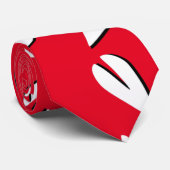 Cravate Coeurs géométriques Motif Rouge Blanc Noir (Roulé)