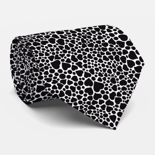 Cravate Coeurs Noirs Et Pois (Roulé)