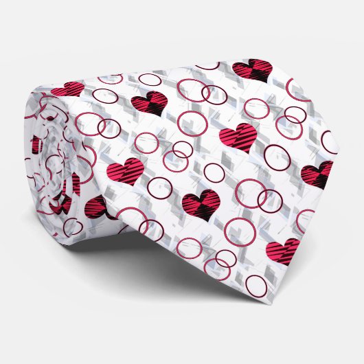 Cravate Coeurs noirs rouges mignons (Roulé)