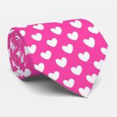 Cravate Coeurs polka blanc sur rose fuchsia (Roulé)
