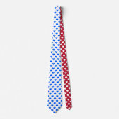 Cravate Coeurs polka bleu sur blanc (Devant)