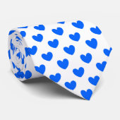 Cravate Coeurs polka bleu sur blanc (Roulé)
