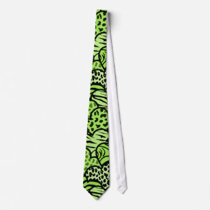 Cravate Coeurs posters de animaux de fille vert et noir
