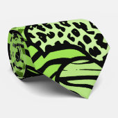 Cravate Coeurs posters de animaux de fille vert et noir (Roulé)