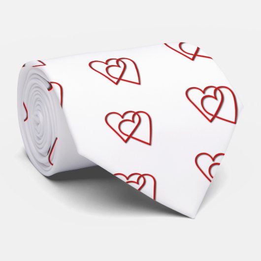 Cravate Coeurs Red Valentine interconnectés (Roulé)