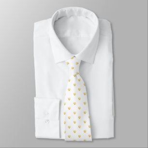 Cravate Coeurs romantiques Gold Faux Foil Blanc Motif