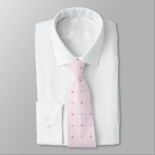 Cravate Coeurs rose et violet sur rose