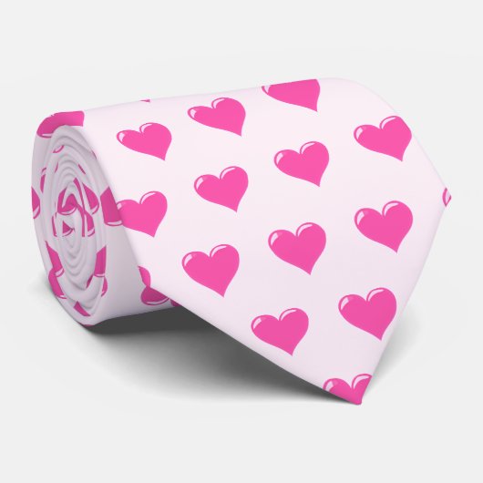 Cravate Coeurs roses - Amour (Roulé)