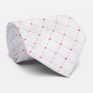 Cravate Coeurs roses subtils et Motif diamant