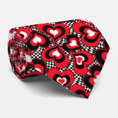 Cravate Coeurs rouge noir blanc Saint Valentin (Roulé)