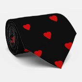 Cravate Coeurs rouges et noirs. Modèle (Roulé)