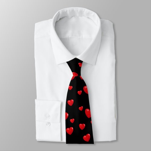 Cravate Coeurs rouges sur noir (Attaché)