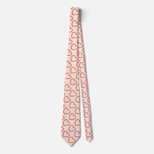 Cravate Coeurs rouges sur rose (Devant)