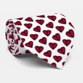 Cravate Coeurs rouges Valentine de satin (Roulé)