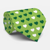 Cravate Coeurs Vert Et Blanc Saint Patrick (Roulé)