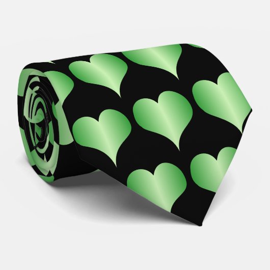 Cravate Cœurs Verts Design (Roulé)