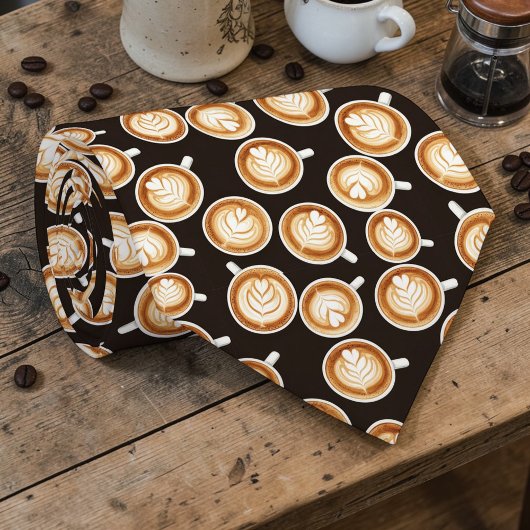 Cravate Coffee Latte Lovers Custom Necktie