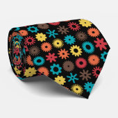 Cravate Cogs - Couleurs 02 sur Noir (Roulé)