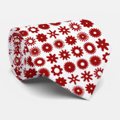Cravate Cogs - Rouge rubis sur blanc (Roulé)