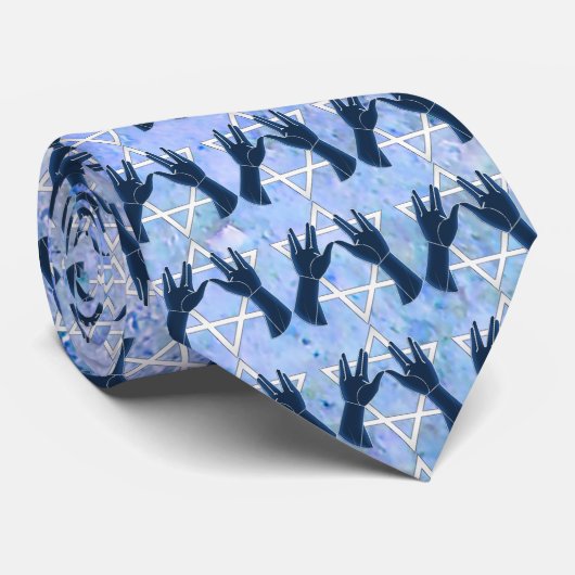 Cravate Cohanim remet - Magen David - la roche bleue (Roulé)