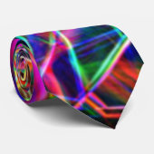 Cravate coins carrés et taches de couleur néon (Roulé)