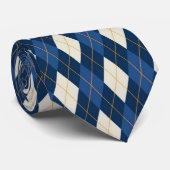 Cravate Col avec motif géométrique bleu (Roulé)