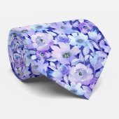 Cravate Col Cramois Bleu Aquarelle Floral (Roulé)