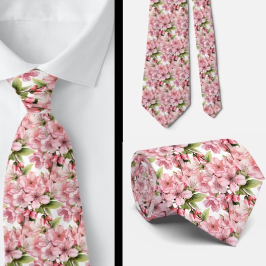 Cravate Col de tie Fleur de Cerisier Japonaise