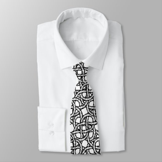 Cravate Col design en corde noir et blanc motif Abstrait (Attaché)