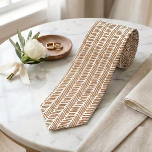 Cravate Col élégant avec motif chevron beige marron
