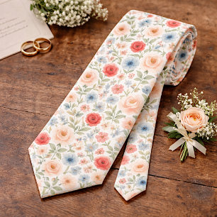 Cravate Col élégant et chic avec des roses florales pastel