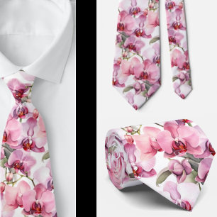 Cravate Col élégant orchidée rose