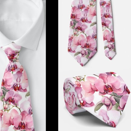 Cravate Col élégant orchidée rose