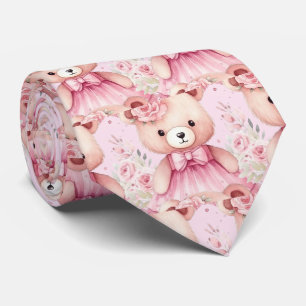 Cravate Col en forme d'ours en peluche rose
