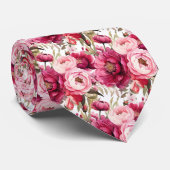 Cravate Col Foulard Aquarelle Floral Rose Clair (Roulé)