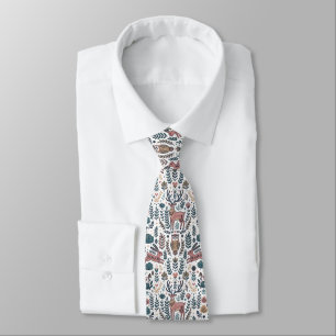 Cravate Col Foulard Cerf Hibou Lièvre Art Populaire
