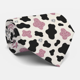 Cravate Col Glitter Faux Soie Imprimé Vache Cowgirl