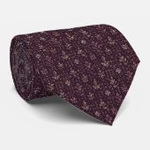 Cravate Col Jacquard Micro-Botanique Ivoire et Prune (Roulé)