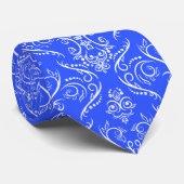 Cravate Col Ornement Bleu Blanc Chic (Roulé)