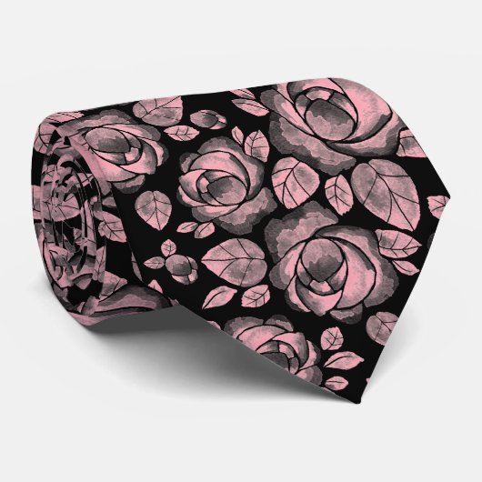 Cravate Col rose floral Tie à motif Rose (Roulé)
