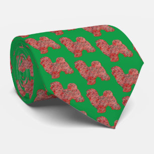 Cravate Col Silhouette Chien de Noël Maltais Mignon Vert