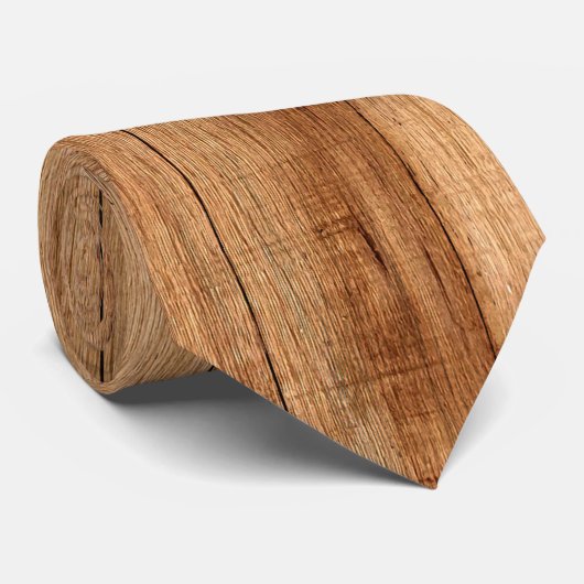 Cravate Col Simple Ton Bois Rustique Tie Marron Clair (Roulé)