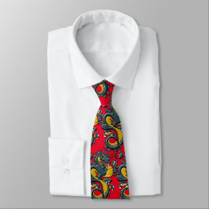 Cravate Col traditionnel chinois à motif de dragon rouge p